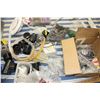 Image 4 : Table Lot of Plumbing Supplies, Shower Heads, Braided Flexes, 12" Angle Grinder Blade etc.