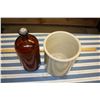 Image 2 : Crock no Lid (8.75" T by 7.5" W) and Vintage Amber Bottle