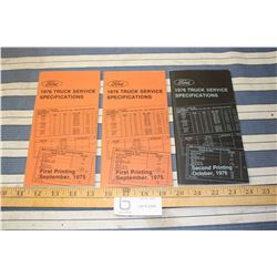 3 Ford 1976 Service Specifications Booklets