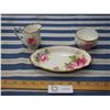 Image 1 : 3 Pieces Royal Albert Bone China (american beauty pattern)- Dish, Creamer, Sugar Bowl