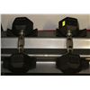 Image 1 : RUBBER HEX PAIR OF DUMBELLS 12LBS