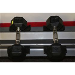 RUBBER HEX PAIR OF DUMBELLS 20LBS