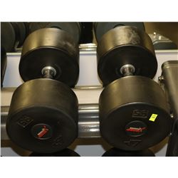 PAIR OF RUBBER DUMBELLS 95LBS