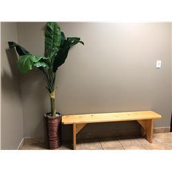 LOT WITH WOODEN BENCH AND ARTIFICIAL PLANT