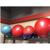 Image 1 : LOT OF 6 EXERCISE BALLS 3-RED 2-PURPLE NOT
