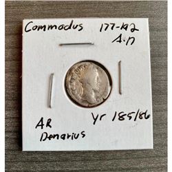 Commodus 185/86 A.D. Silver Denarius