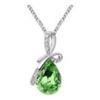 Image 1 : Austrian Crystal with Swarovski Elements - Tear drop shaped gem w/ribbon of clear gems above-Green