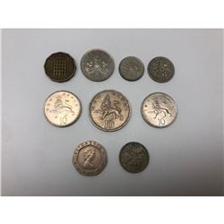 Lot Of 9 United Kingdom 3-20 Pence Coins