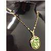 Image 1 : Chinese Carved Green Jade In Gold Dragon Mount Necklace