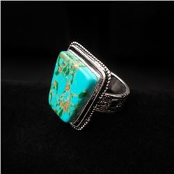 Turquoise Square Cut Ring with Silver Fitting