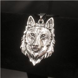 Beautiful Tibetan Silver Wolf Head Pendant Accompanied