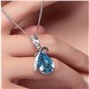 Image 9 : Austrian Crystal with Swarovski Elements - Tear drop shaped gem w/ribbon of clear gems above-Sapphir