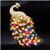 Image 1 : Large Royal Multi-Color Jewel Peacock Broach