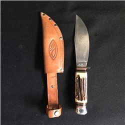 VINTAGE SOLINGEN H 22 STAG HANDLE HUNTING KNIFE (GERMANY)