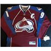 Image 2 : JOE SAKIC SIGNED AVALANCHE STATS JERSEY (AUTOGRAPH AUTHENTIC LOA) #123/199