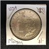 Image 1 : 1891 USA MORGAN SILVER DOLLAR