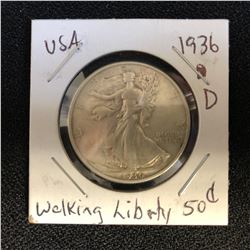 1936 USA WALKING LIBERTY SILVER HALF DOLLAR (DENVER MINTED)