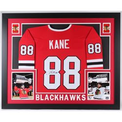 Patrick Kane Signed Chicago Blackhawks 35x43 Custom Framed Jersey (JSA COA)