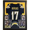 Image 1 : Philip Rivers Signed Los Angeles Chargers 30x48 Custom Framed Jersey (Beckett COA)