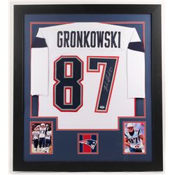 Rob Gronkowski Signed Patriots 30" x 48" Custom Framed Jersey (PSA COA)