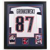 Image 1 : Rob Gronkowski Signed Patriots 30" x 48" Custom Framed Jersey (PSA COA)