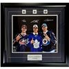 Image 1 : CUSTOM FRAMED TRIPLE SIGNED MATHEWS, LAINE,DUBOIS DRAFT DAY 16 X 20 ( FROZEN POND COA)