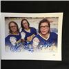 Image 1 : 8 X 10 HANSON BROTHERS TRIPLE SIGNED SLAP SHOT PHOTO (JSA COA)