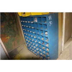 BOLT BIN C/W BOLTS, FITTINGS, TRAILER BALLS, & SHACKLES