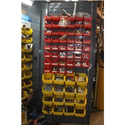 APPROX. 5' X 7' GREY CABINET C/W CONTENTS (BOLTS, AIR TOOLS, DRILL BITS, CHAIN HOOKS & SCREWS)