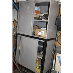 BEIGE CABINET C/W WELDING ROD & TORCH PARTS