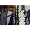 Image 1 : QUANTITY OF CHAINS, SHACKLES, ROPE & CORDS HANGING ON THE WALL