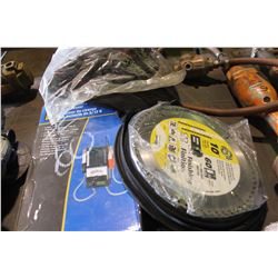 NEW SAW BLADES, GLOVES, BATTERY TESTER