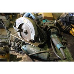 MAKITA PENCIL GRINDER, MAKITA SAW, MAKITA GRINDERS (WORKING) & 2 DEWALT GRINDERS