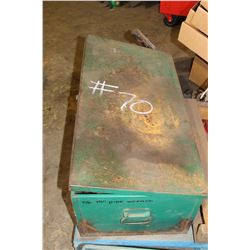 GREEN TOOLBOX C/W QUANTITY OF PIPE WRENCHES