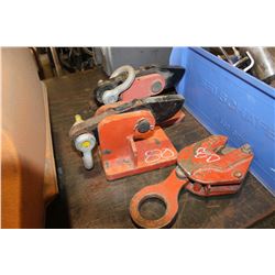 3 ORANGE STEEL CLAMPS