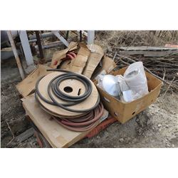 PALLET OF MISC HOSE, BABY MOONS & CENTER CAPS