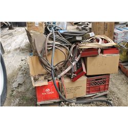 PALLET OF MISC HEAVY CORD, YELLOW EXTENSION CORD & TRAPS