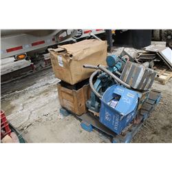 PALLET OF BEARINGS, SCREWS, JACKS, BLACK PLASTIC BOX, BLUE PRESS, & BOLTS