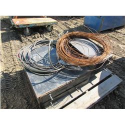 BLACK FUEL TANK, ROLL OF CABLE & ROLL OF WIRE