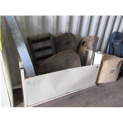 SHIELDS, CRATE OF ROPE & ROLLERS