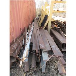YELLOW STEEL RACK C/W I-BEAM, ANGLE IRON, TUBING & CHANNEL IRON