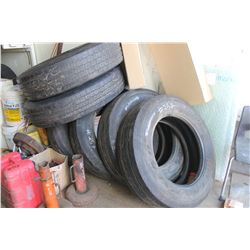 6 TRUCK TIRES (4 - 275/70RX22.5 AND 2 - 11R22.5) (ALL FOR ONE PRICE)