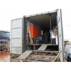 20' SEACAN MOUNTED ON SKID UNIT SINGLE AXLE & HITCH C/W 11 X R24.5 RADIAL TIRES