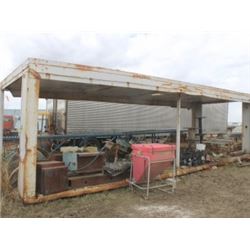 APPROX. 10 X 30 STEEL SKID WITH ROOF