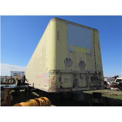 1988 FRUEHAUF 53' TANDEM AXLE VAN C/W ALL SHELVING & INSULATION