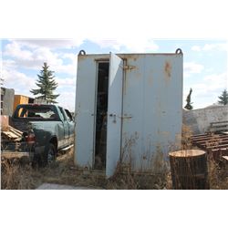 APPROX. 8' X 8.5' SKID UNIT C/W CONTENTS (BARRELS, ALUMINUM, TABLES)