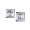 Image 1 : Mens Diamond Square Cluster Stud Earrings 1/8 Cttw 10kt White Gold