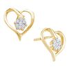 Image 1 : Diamond Cluster Heart Screwback Earrings 1/6 Cttw 10kt Yellow Gold