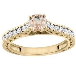 0.74 CTW Morganite & Diamond Ring 14K Yellow Gold - REF-63W8F