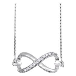 Diamond Infinity Pendant Necklace 1/10 Cttw 10kt White Gold